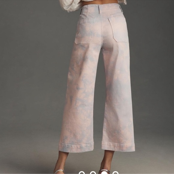 The Colette Denim Cropped Wide-Leg Jeans by Maeve Anthropologie tie dye 29 - Picture 2 of 7